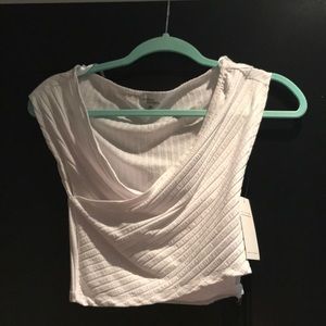 White Cross-Front copped tee